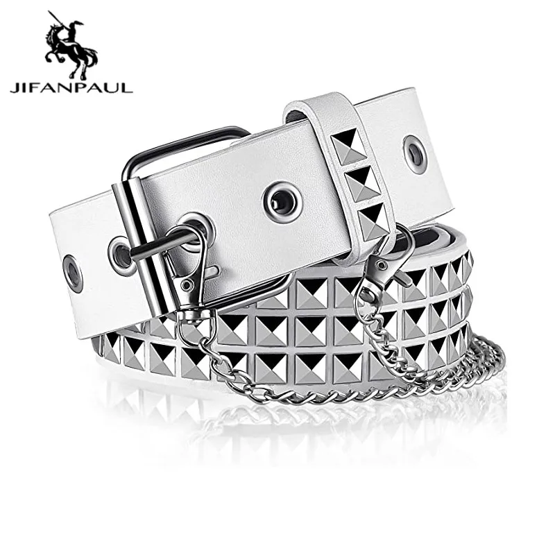 Ремень в стиле панк для мужчин и женщин модный кожаный дизайнерский пояс с