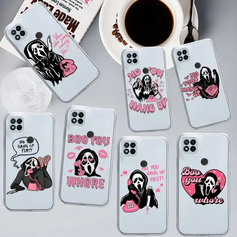 

Ghost Face Scream No You Hang Up Phone Case Transparent for Xiaomi redmi note 12 11 10 7 8 9 4G 5G T S i ultra poco X3 pro