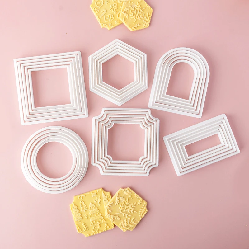 Geometric Shapes Cookie Cutter Round Square Arch Fondant Cookie Cutting Tool Biscuit Cutter Mold Baking Cake Decorating Supplies
