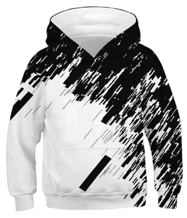 

Черно-белые детские толстовки с 3D-принтом пейзажей, свитшот для подростков, зимняя одежда для мальчиков и девочек, повседневный детский пуловер с длинным рукавом, топы