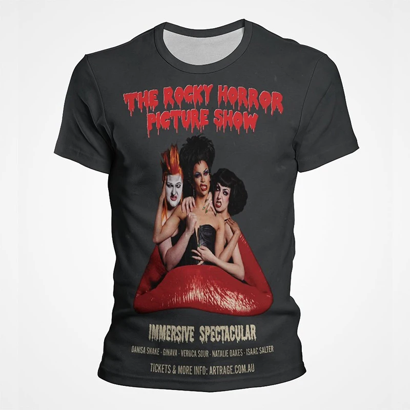 

Retro Movies Graphic T Shirt for Men Rocky Horror Show 3D Printed T-shirt Women Clothes Summer Short Sleeve Tee shirts Kids Tops