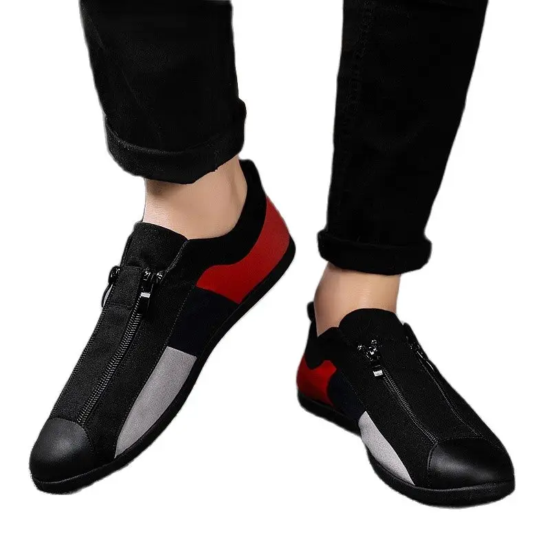 

Loafers Men Canvas Shoes Fashion Sneakers Campus Breathable Casual Shoes Zipper Sports Shoes Trendy Shoes Color Matching Shoes