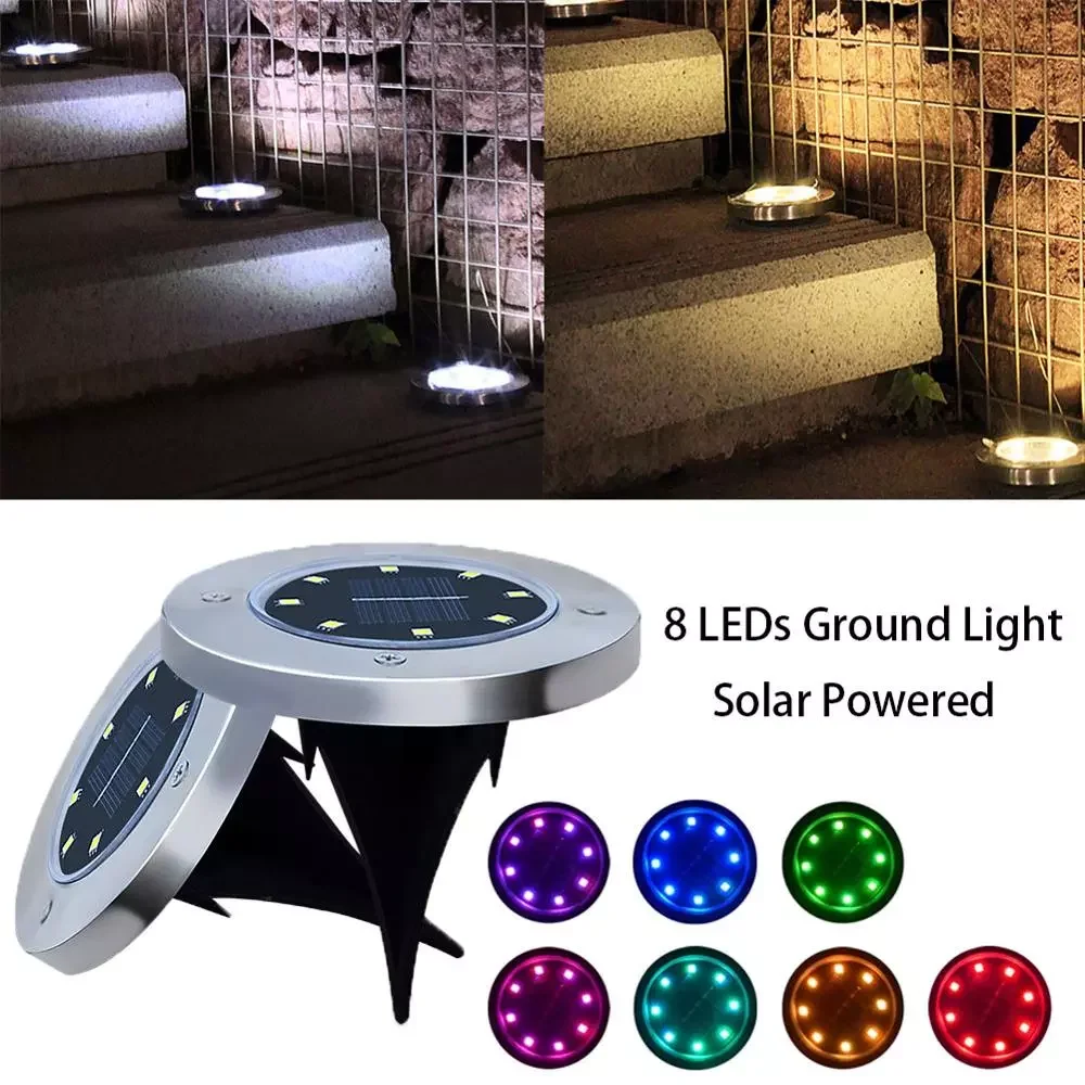 

NEW2022 Multi-use Solar Powered Ground Light 4/8 LED Outdoor Path Light Spot Lamp Yard Garden Lawn Landscape Waterproof