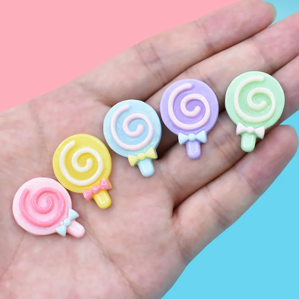 

10Pcs Mix Lollipop Resin Charm FlatBack DIY Craft Scrapbook Cabochons for Bows Food Toys Hairpin Earrings Handmake DIY Materials