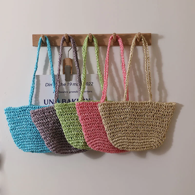 

Straw Summer Shoulder Bag for Women Handmade Woven Beach Large Capacity Handbag Female Casual Basket Shopper Totes