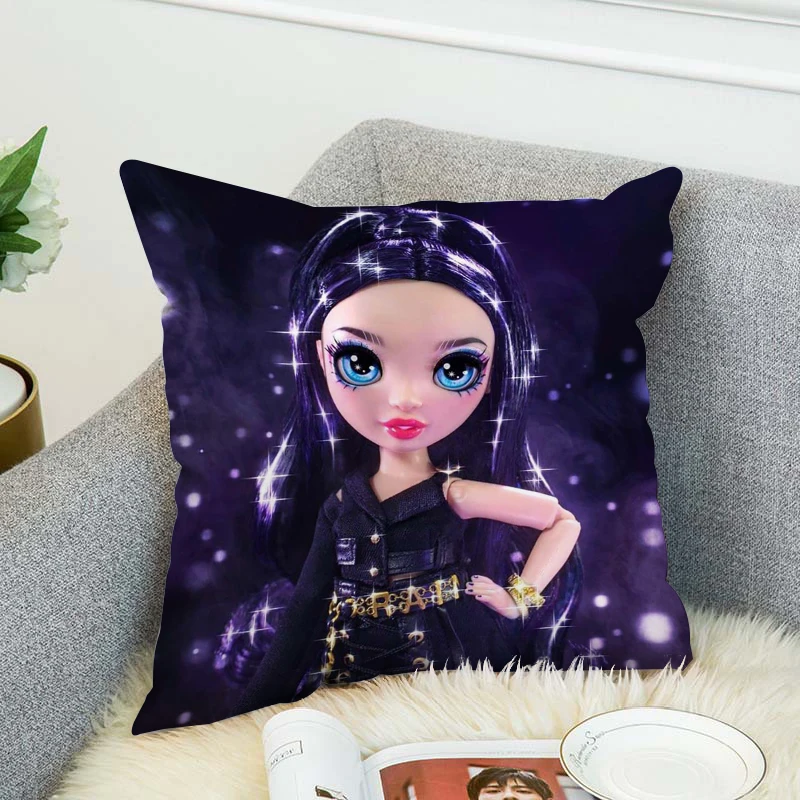 

Rainbow High 45x45 Cushions Covers For Bed Pillows Pillow Cases Decorative Pillowcase Car Sofa Short Plush Body Pillow Cover