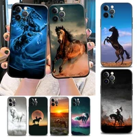 luxury phone case for iphone 11 12 13 pro max 7 8 se xr xs max 5 5s 6 6s plus case soft silicone cover pentium horse animal