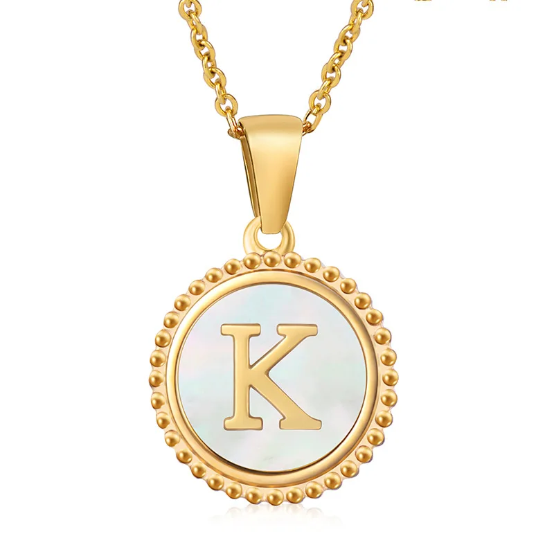 5pcs/lot Personalized Round Stainless Steel Necklace for Women Custom Name Initials Gold Color Pendant Choker Necklace Wholesale