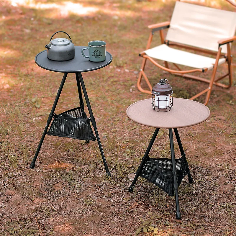 

Telescopic Folding Round Table Outdoor Three-legged Dining Table Portable Aluminum Alloy Coffee Table Hike Picnic Liftable Table