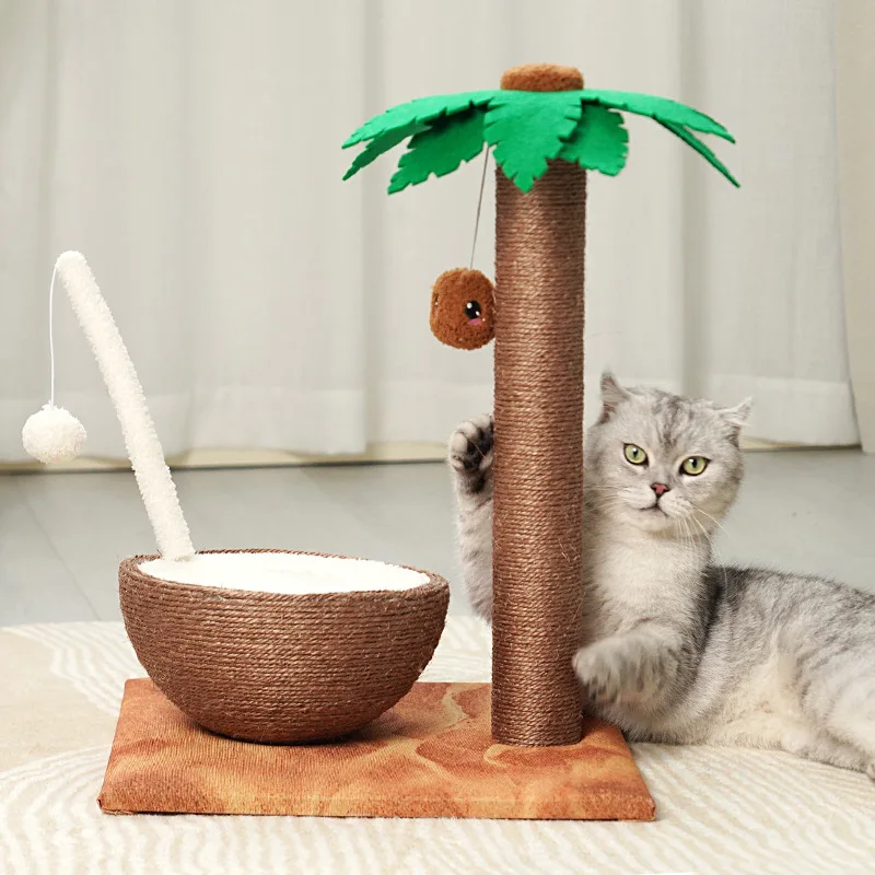 

Natural Sisal Vertical Coconut Juice Tree Cat Climbing Frame Scratching Post Cat Jumping Platform Toy Pet Supplies