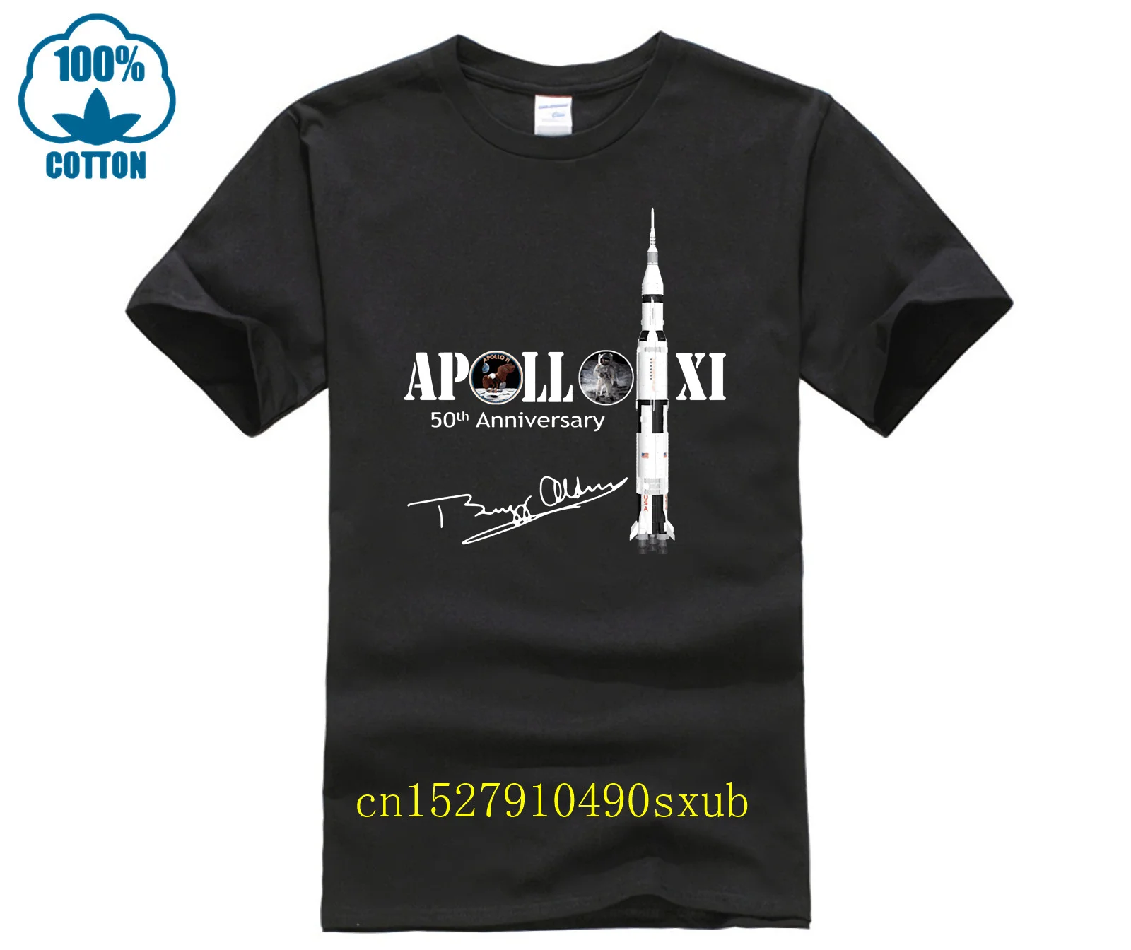 Футболка с подписью Аполлон 11 в честь 50-летия Аполлона Астронавт Базз Алдрин