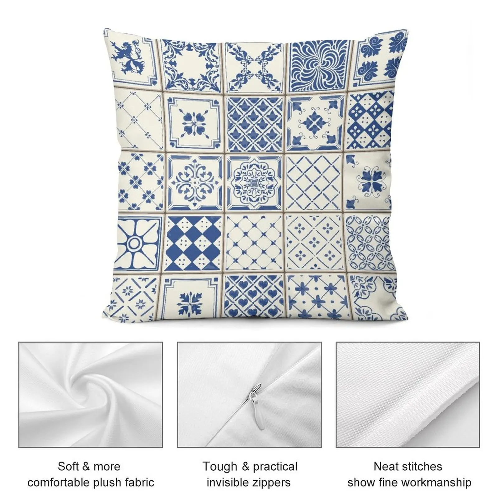 Осенняя наволочка Azulejo Лиссабон Azulejos декоративная подушка