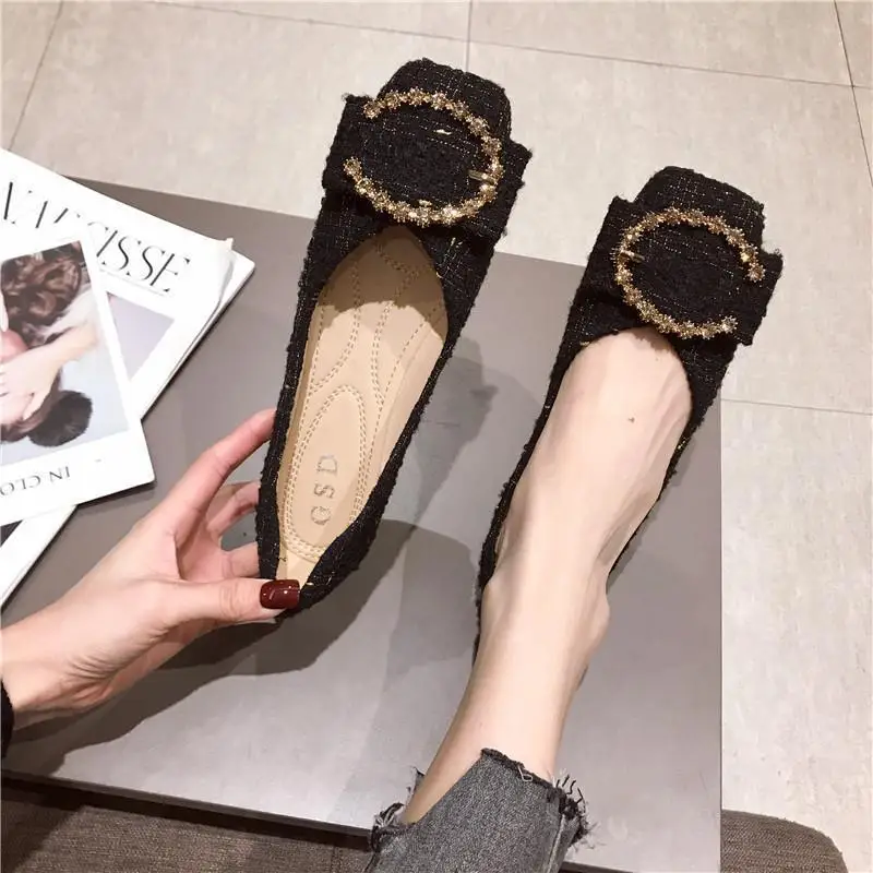 Classic Square Toe Flat Shoes Women Soft Soled Ballets Party Shoes Wedding Shoes Office Shoes 2023 New Zapatos Mujer Size 31-44