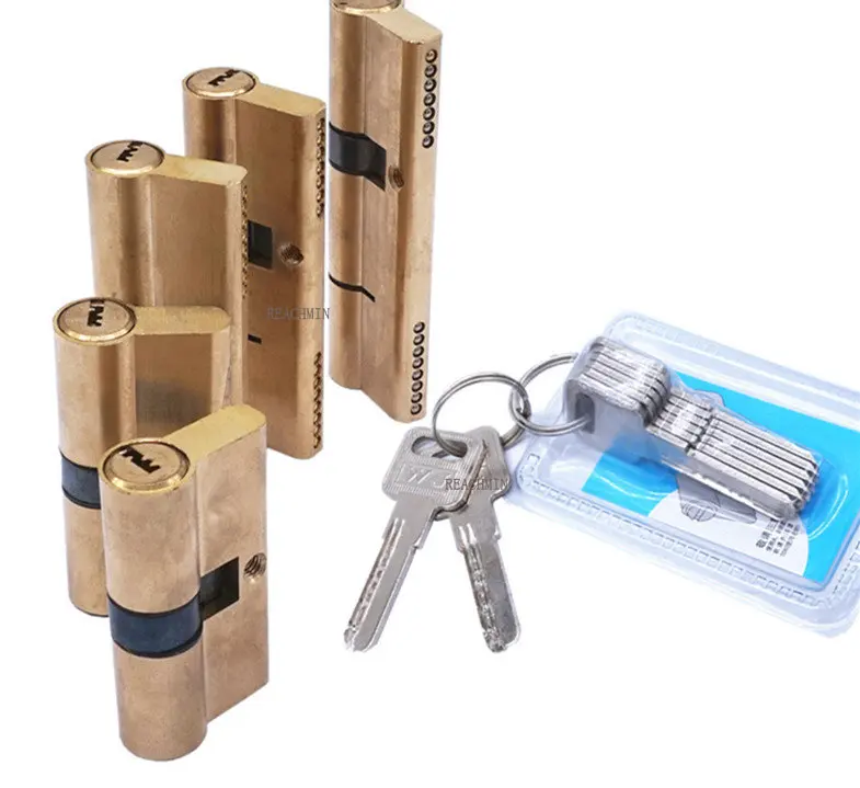 

Door Cylinder Biased Lock 65 70 80 90 115mm Cylinder AB Key Anti-Theft Entrance Brass Door Lock Lengthened Core Extended Keys