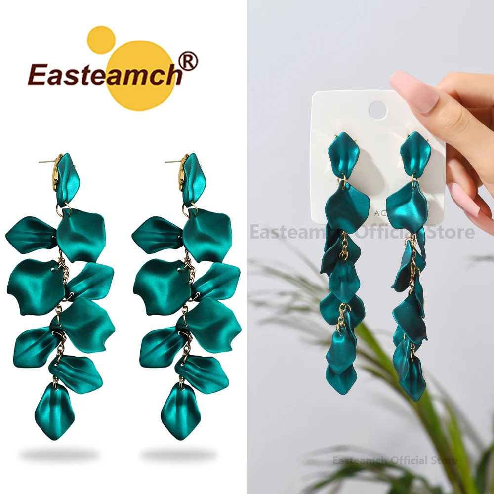 

Korean Fashion Acrylic Rose Petal Flower Tassel Long Hanging Earrings For Women Charm Luxury Fairy Party Jewelry Accessories