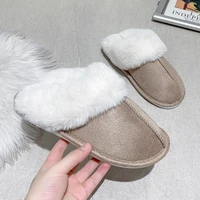 brand design women slippers cosy mule slides ladies winter home sandals faux fur plush sandalias indoor warm shoes