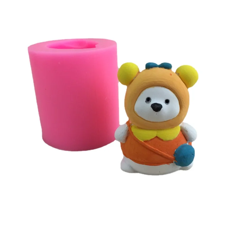 

Mini Cyber Red 3D Backpack Bear Silicone Mold Car Mounted Aromatherapy Ornaments Color Gypsum Dripping Decorative Ornaments