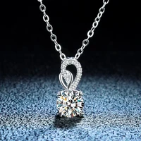 trendy 925 sterling silver 1ct d color moissanite pendant necklace for women jewelry plated platinum clavicle necklaces gift