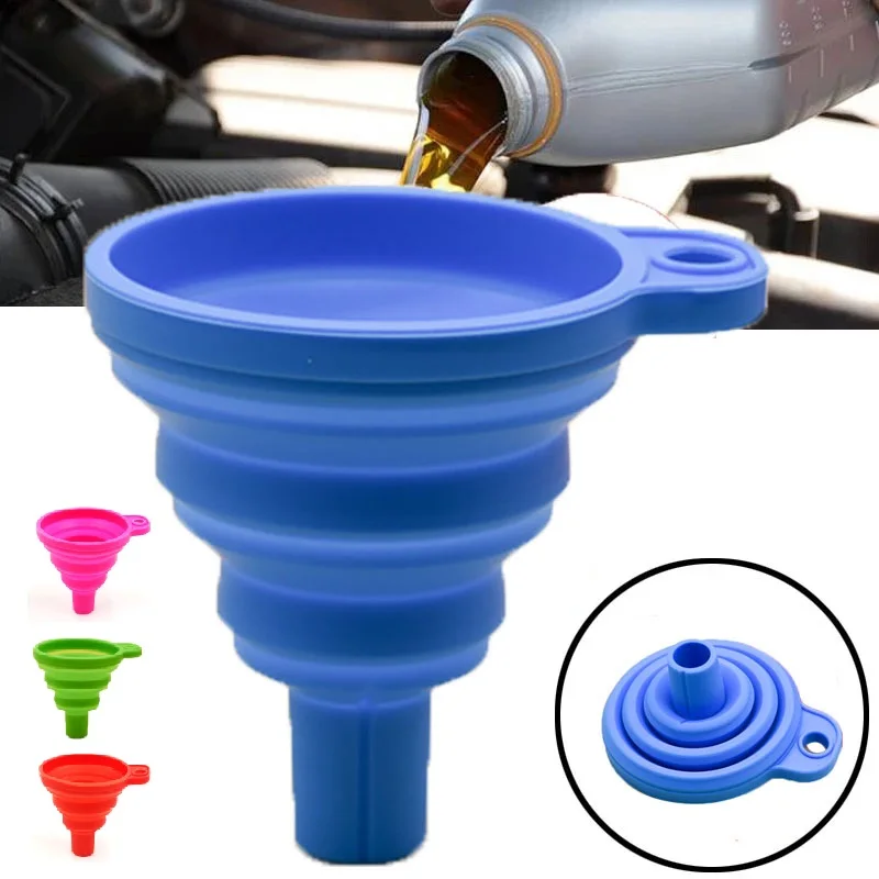 

Foldable Engine Funnel Car Silicone Liquid Funnel Washer Fluid Change Universal Portable Auto Engine Oil Petrol Change Funnel