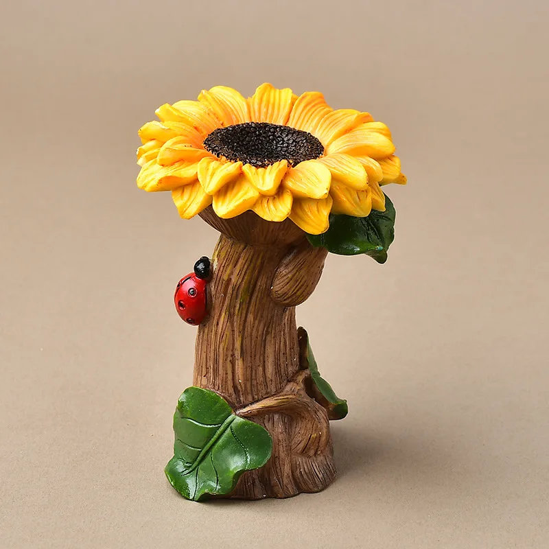 

Sunflower Shape Decoration Crystal Ball Base Home Decoration Little Raccoon Little Fox Resin Creative Crafts Desk Accessories