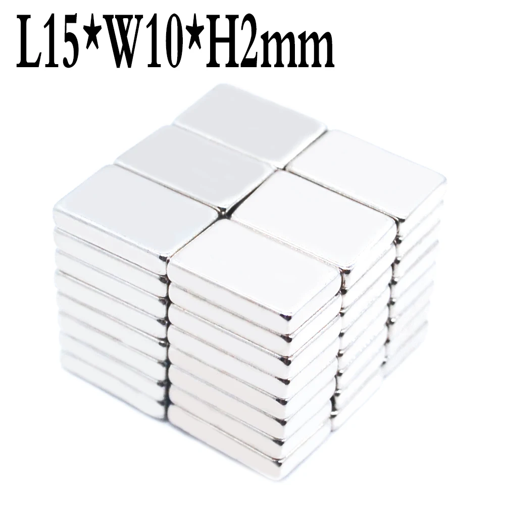 

100Pcs 15x10x2 Neodymium Magnet 15mm x10mm x2mm N35 NdFeB Block Super Powerful Strong Permanent Magnetic Imanes 15*10*2mm