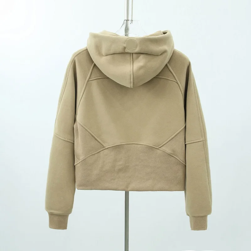 LuluWomen Scuba Hoodie Jackets Winter Warm Training Sweatshirts Gym Workout Sports Coat Thickened Thermal Half Zipper Bodysuit