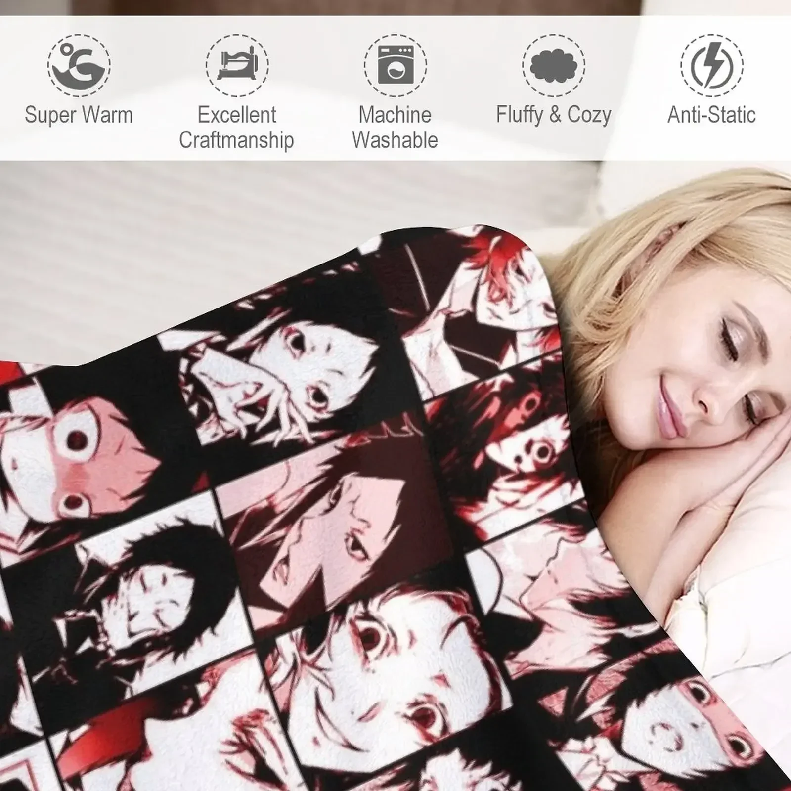 Цветное одеяло Akutagawa Ryunosuke с коллажем простыни мягкие милые пледы