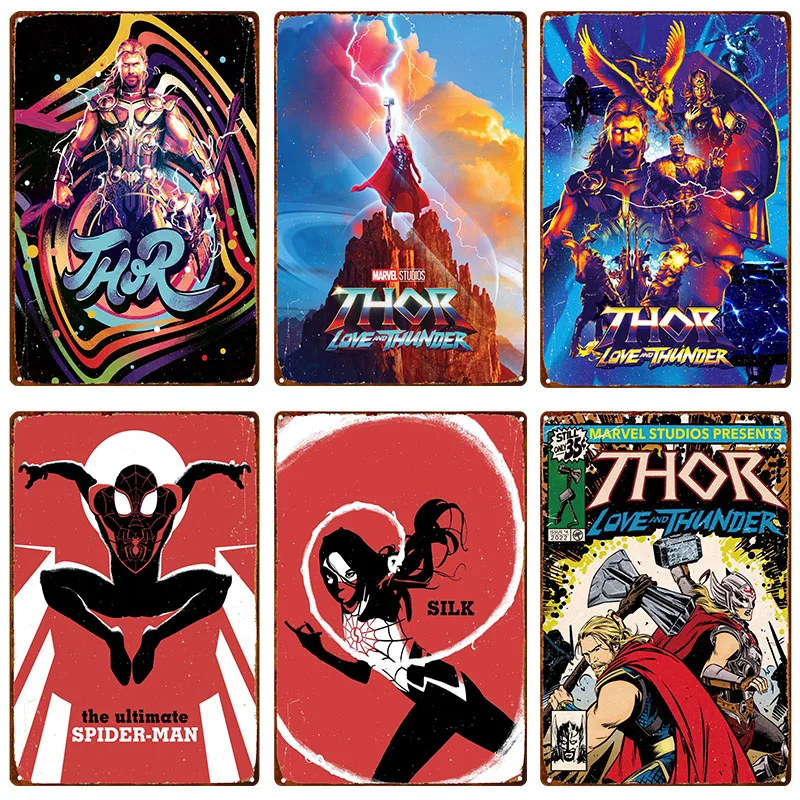 

Disney Марвел Тор плакат с надписью «Love and Thunder», новинка 2022 года, принт из фильма, металлический жестяной знак, Декор для дома, настенное искусство, картина, декор для комнаты