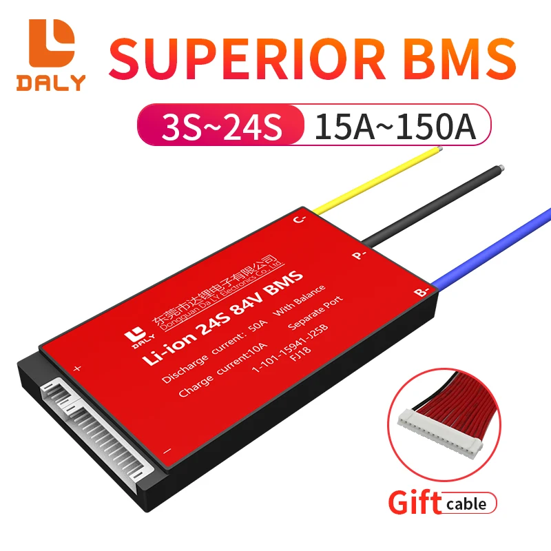 

Daly 18650 BMS 3S-24S 15A 20A 30A 40A 60A 80A 100A 120A 150A отдельный порт с балансиром для перезаряжаемого литиевого аккумулятора