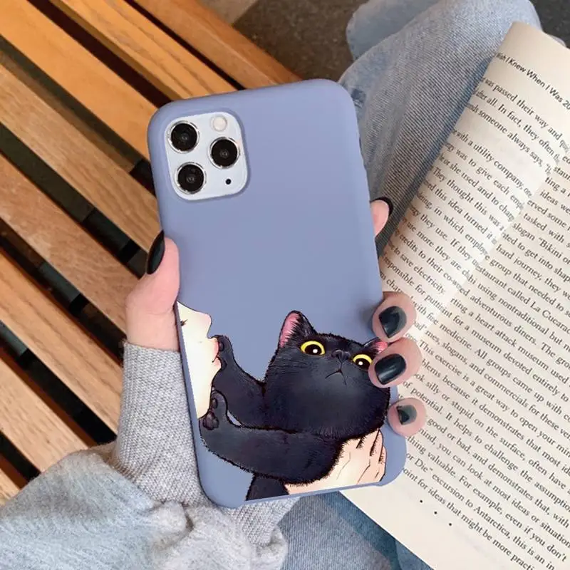 

Again Don't Kiss Me Funny Cute Cat Phone Case for iPhone 14 11 12 13 Mini Pro Xs Max 8 7 6 6S Plus X XR Solid Candy Color Case