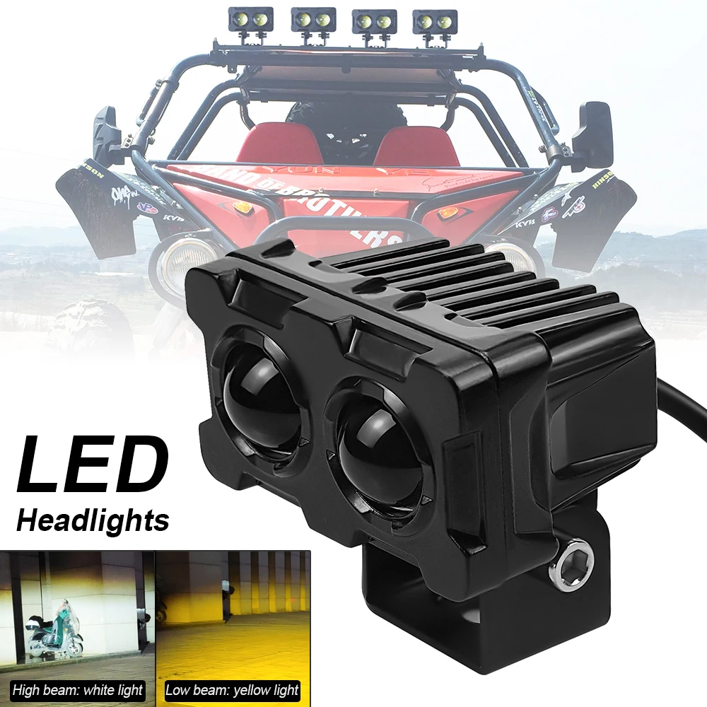 

LED Spot Light White Yellow Driving Lamp Dual Color Headlights 12V-20V Work Light Lamp for Street Bike Car ATV Motorcycle