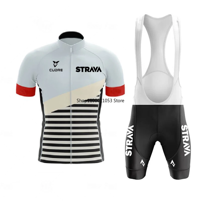 

2022 STRAVA Cycling Jersey Set Summer Cycling Clothing MTB Bike Clothes Uniform Maillot Ropa Ciclismo Man Cycling Bicycle Suit