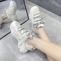2022 women mixed colors fashion casual thick sole shoes increase breathable casual shoes womens sneakers lace up women shoes