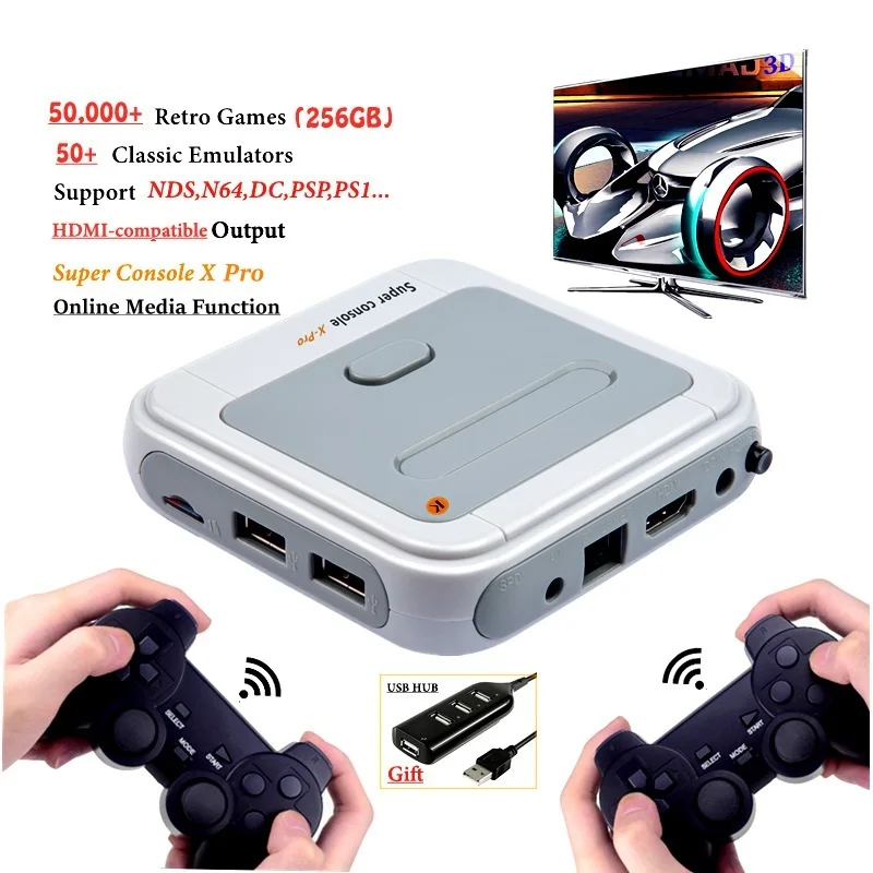 

HEYNOW HD 4K TV Video Super Game Console X Pro For PS1/N64/DC 50+ Emulators 50000+ Games 256GB S905X CPU Mini X-Pro Game Player
