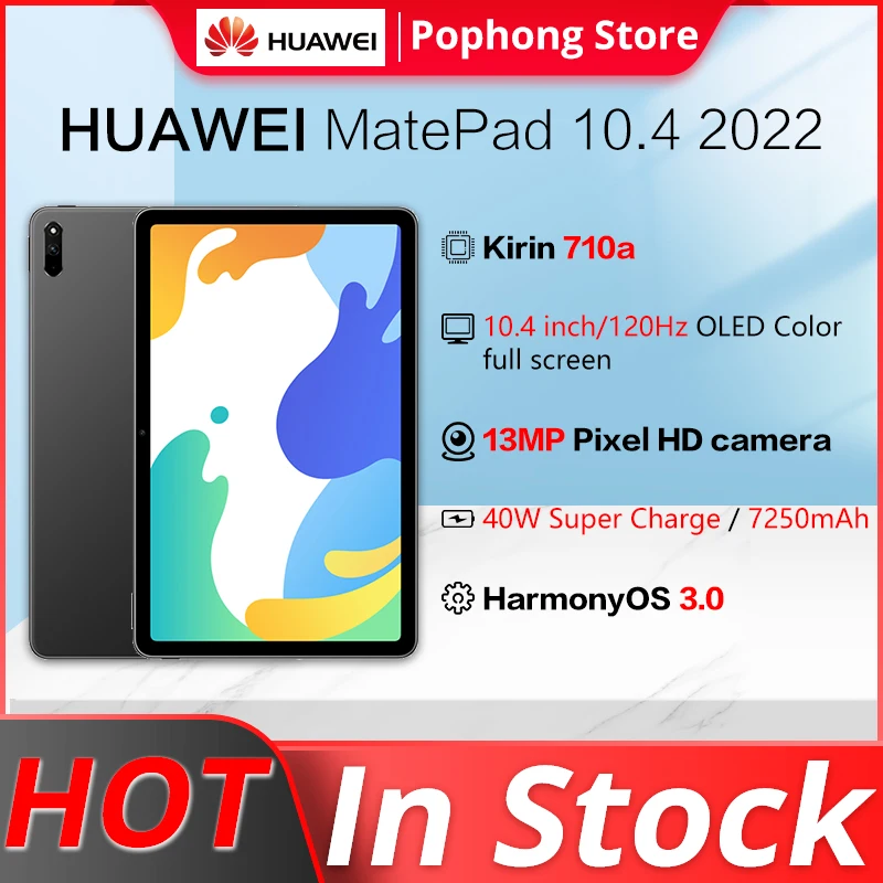 

Huawei MatePad планшет, экран 10,4 дюймов, Восьмиядерный, 2022 мАч