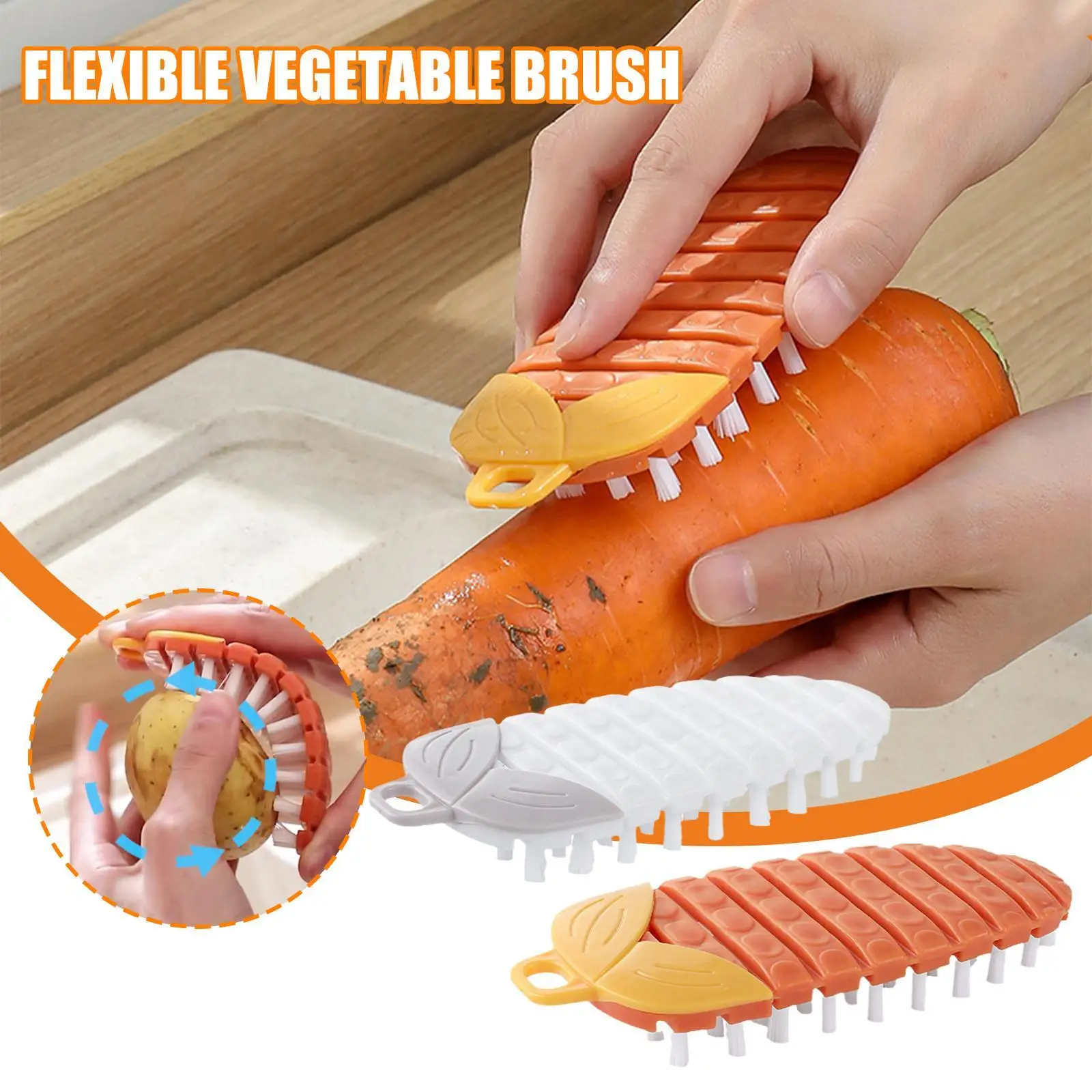 

Vegetable Fruit Cleaning Brush Flexible Multifunction Potato Carrot Cucumber Cleaning Brush Kitchen Cleaning Tool Accessories