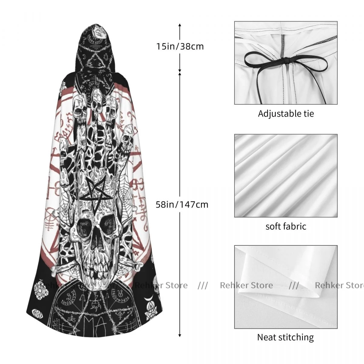 Плащ ведьмы злый череп и волшебное уплотнение с пентаграммой костюм для косплея