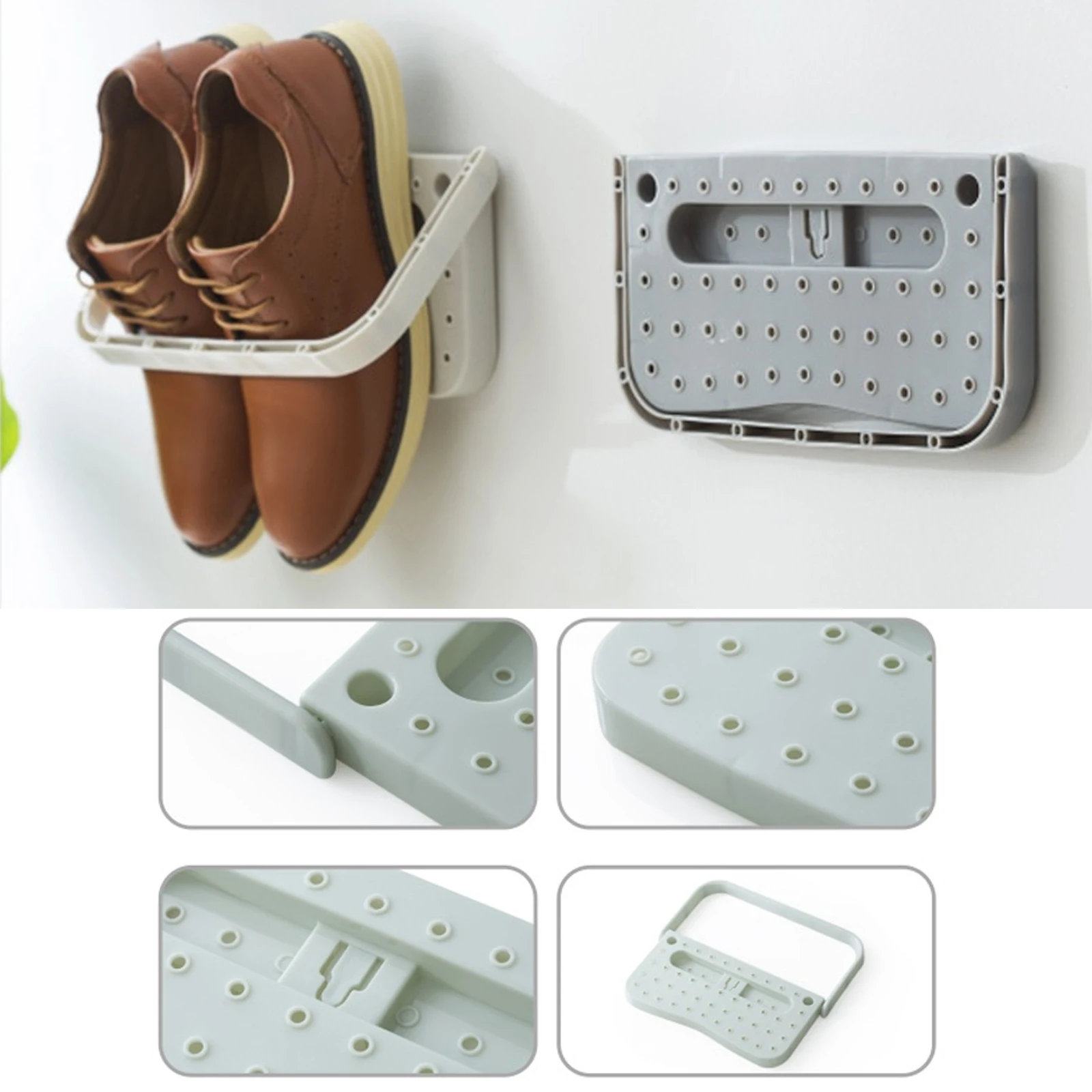 

Foldable 4pcs Shoe Rack Wall Mounted Shoe Holder Shoe Hanger Shoe Organizer Shelf Hanging Shoe Storage Rack Shoes Organizers