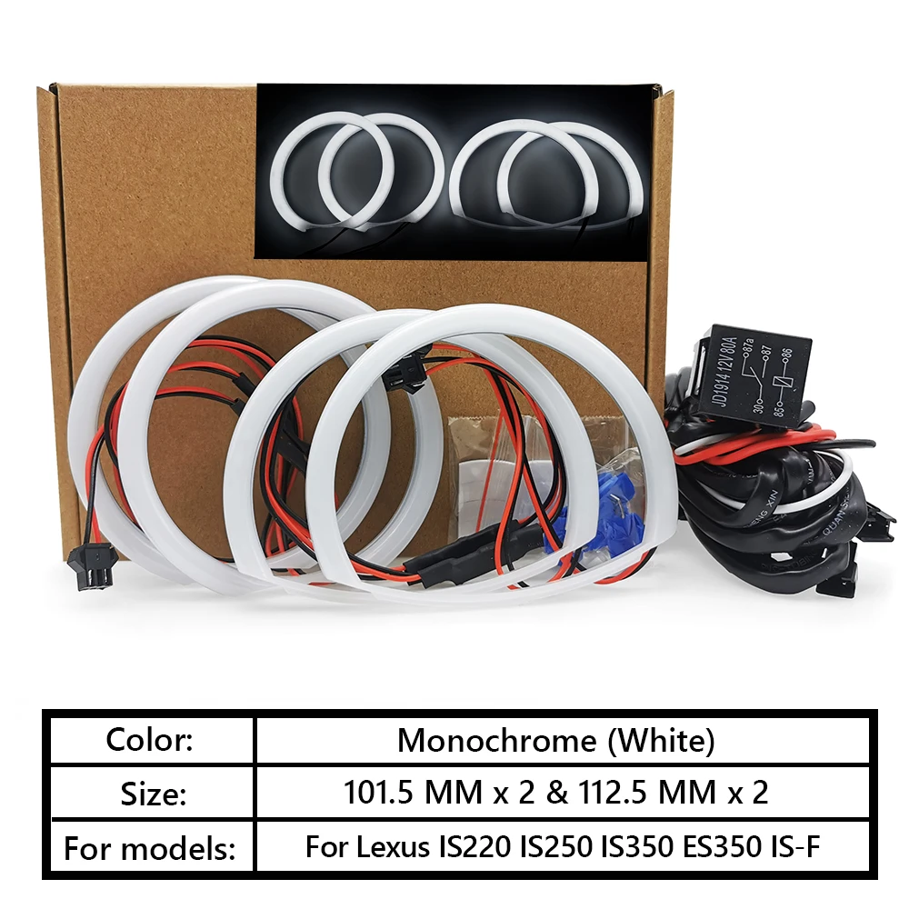 

Комплект из 4 светодиодный хлопковых ангельских глаз, белые кольца Halo 6000k для Mazda 6 2002-2008 mazda6, ультраяркие дневные фары DRL