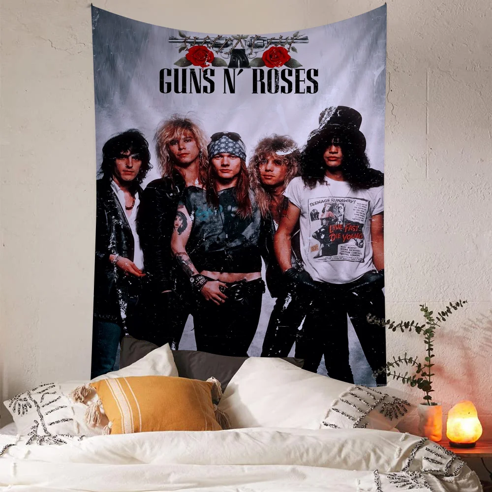 Большой настенный гобелен с принтом Guns N Roses индийский Будда украшение на стену