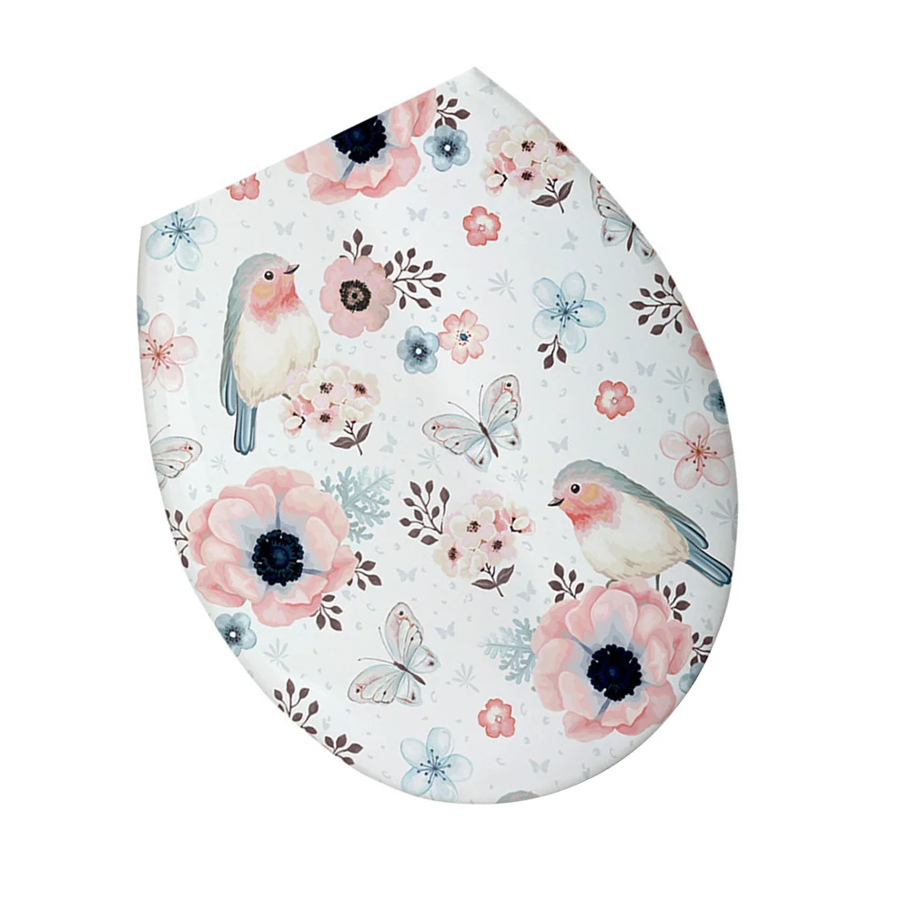 

1PC 18 Inches Thickening Printed Toilet Lid U-shaped Toilet Seat Cover Universal Plastic Toilet Lid Creative Patterns Toilet