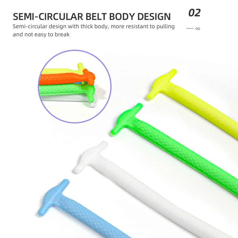 

16 Pieces/Set 10 Colors Half Round Silicone Elastic Laces Elastic Lace-Up Lace-Up Lace-Up Lace-Up Men Women Creative Lace-Up 350