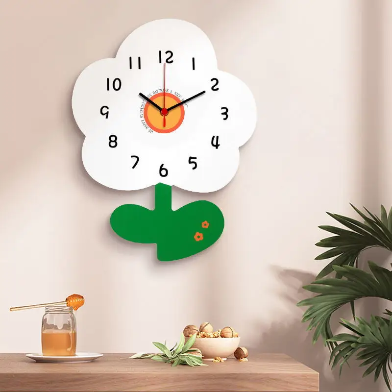 

Simple Flower Wood Cartoon Clock Living Room Children's Room Silent Wall Clock Kindergarten Fashion Quartz clock