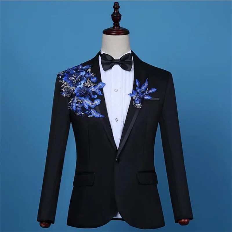 applique blazer men suits designs jacket mens stage costumes for singers clothes dance star style dress masculino homme terno