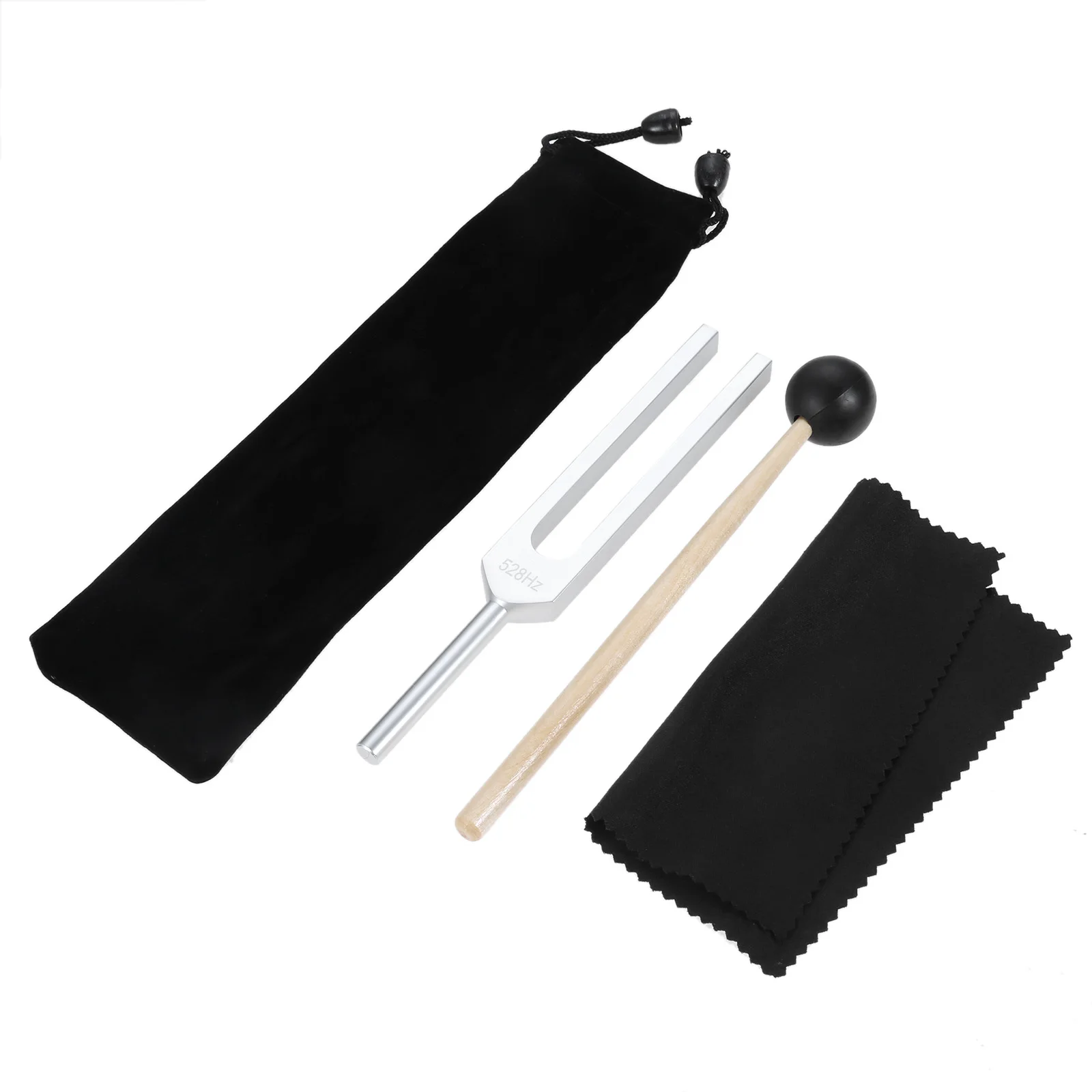 

528 Hz Tuning Fork + Silicone Hammer +Cleaning Cloth Tuning Fork for DNA Repair Healing and Perfect Healing Musical Instrument