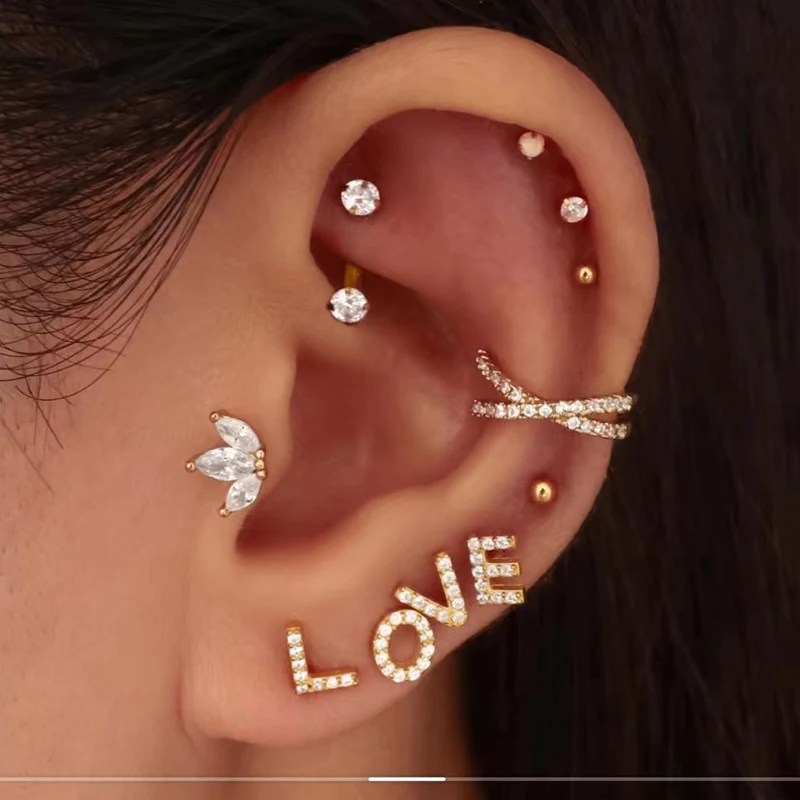 Серьги-гвоздики из Нержавеющей Стали Для Пирсинга Ушей серьги с кристаллами