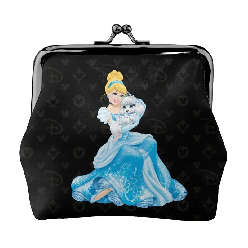 

Disney Brand Bag New Woman Cartoon Print Leather Kiss Lock Coin Purse Design Short Wallet High Quality Girl Clutch Card Holder
