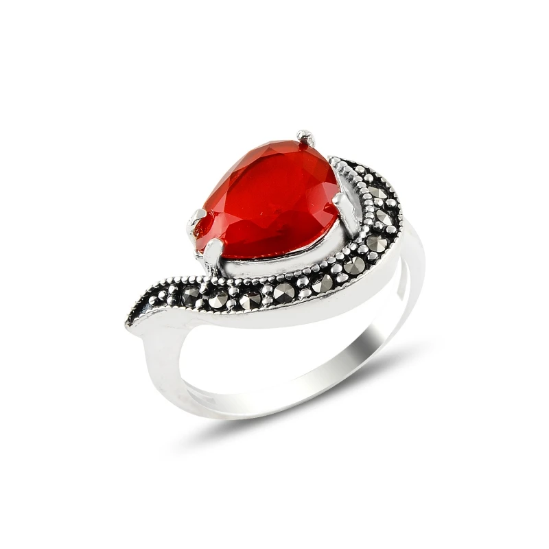 

Серебро 925 пробы Красный Циркон & марказит кольцо