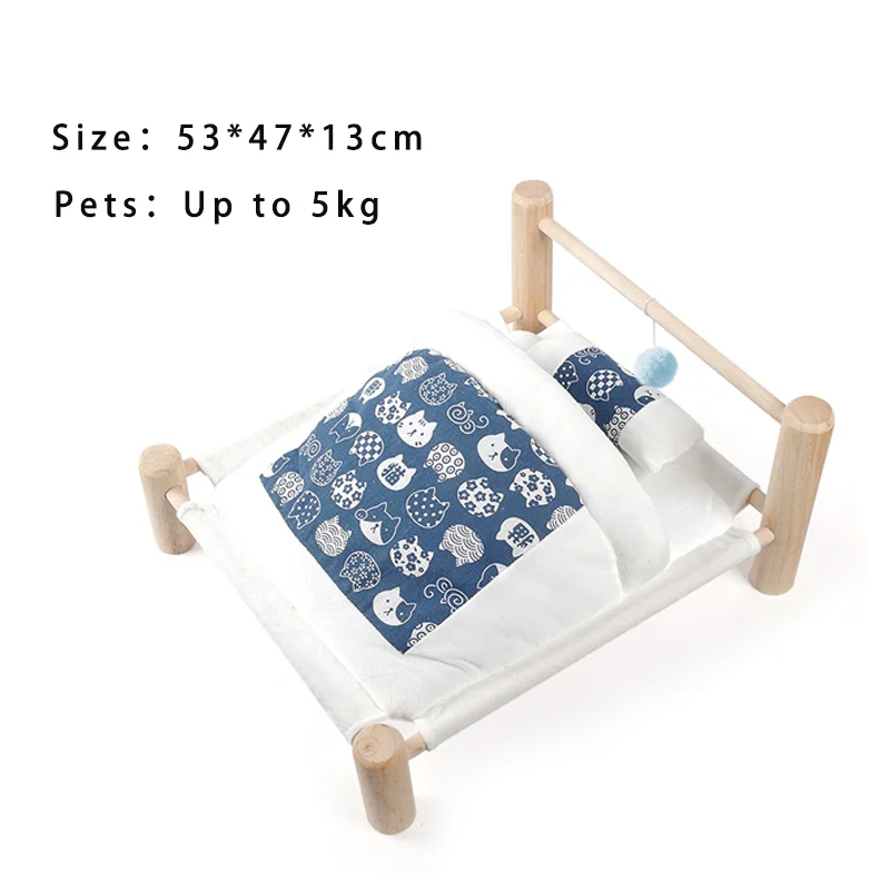 

Wooden Pet Bed Puppy Small Medium Dog Kennel Cat Soft House Dog Warm Deep Sleeping Bag Cushion Cotton Mat Pet Supplies