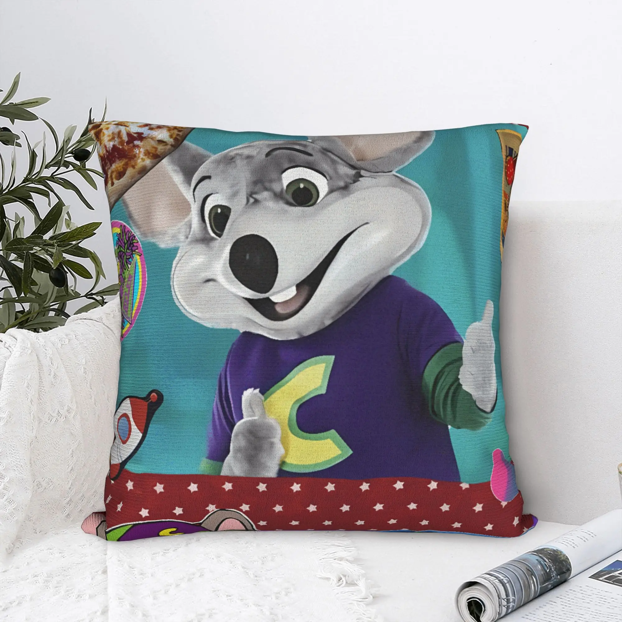 Фото Чехол для подушки Chuck E Cheese Pizza Food Lover, дизайнерский чехол для подушки Kawaii, наволочка для дивана, автомобиля, домашний декор №1